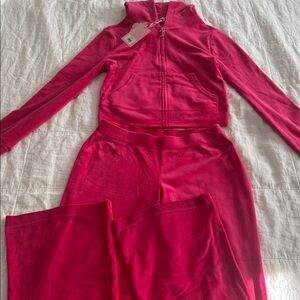 Juicy Couture Vibrant Pink Velour Zip Hoodie & Joggers Set